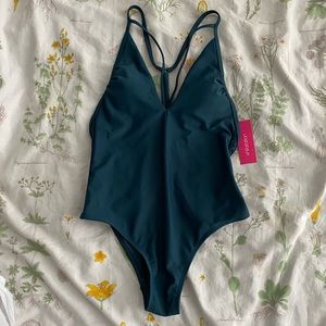 Strappy Teal One Piece Swim Suit - Sz Small